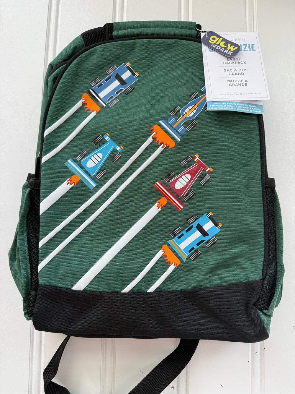 Pottery Barn Kids Mackenzie Remy Race Cars Backpack NEW